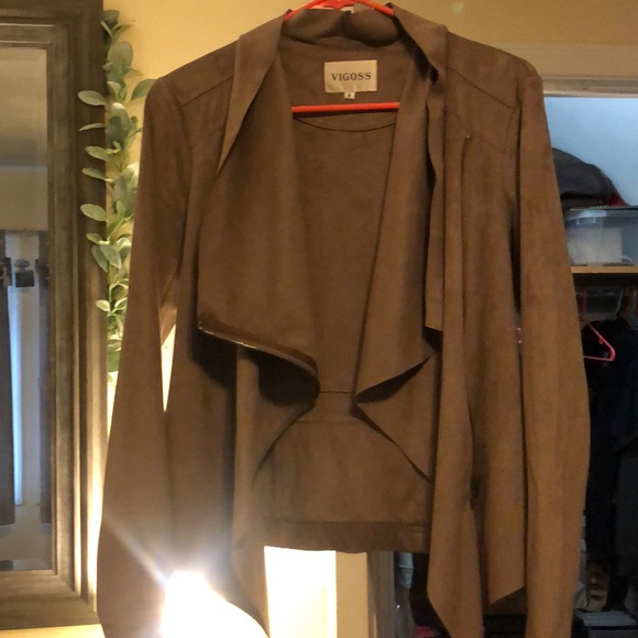 Vigoss Suede Taupe/Nude Women’s Jacket Blazer - Picture 3 of 6